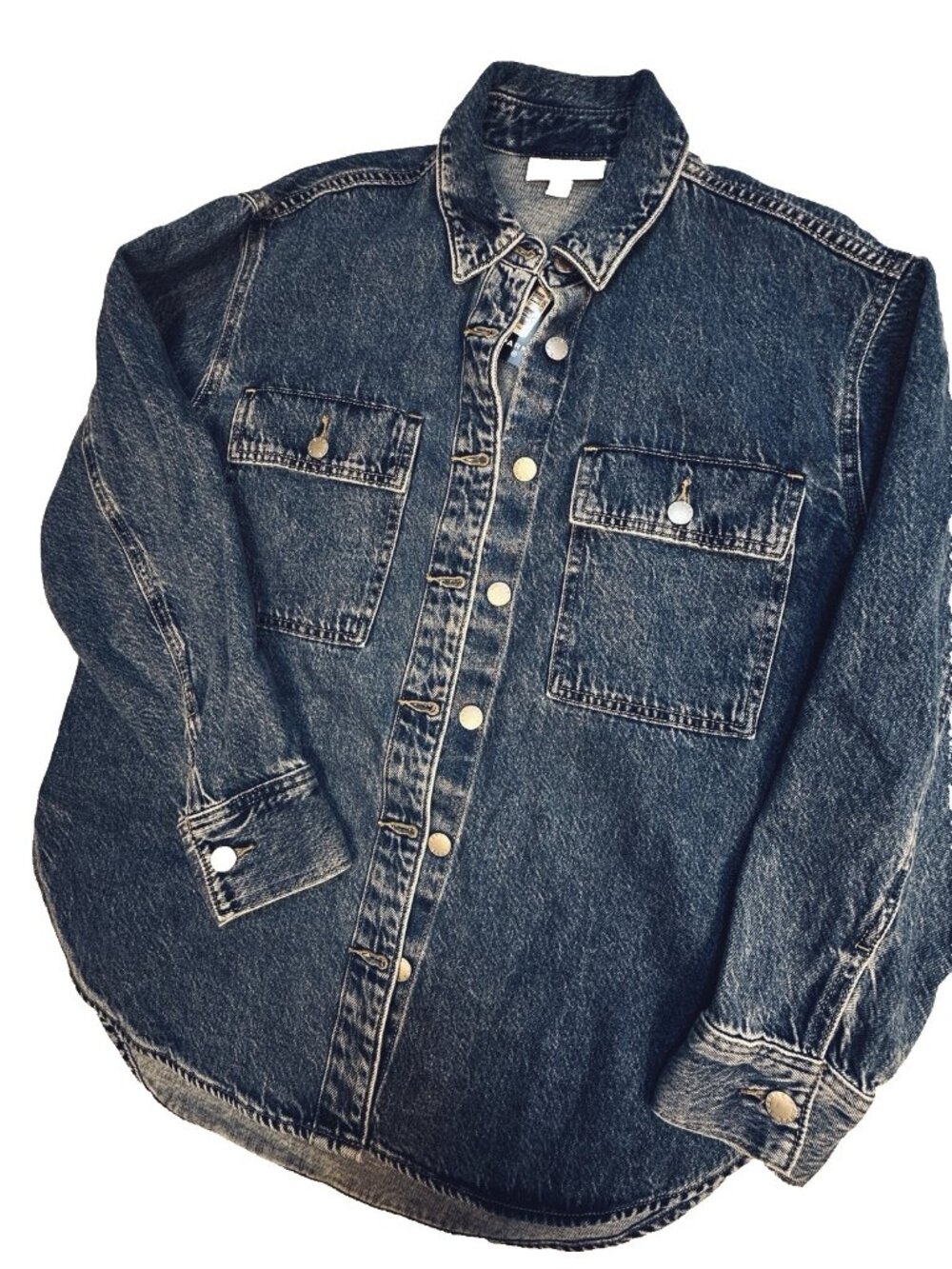 Parke Target Denim Shacket Shirt Jacket Dark Wash Oversized Button Front Small - Picture 13 of 16